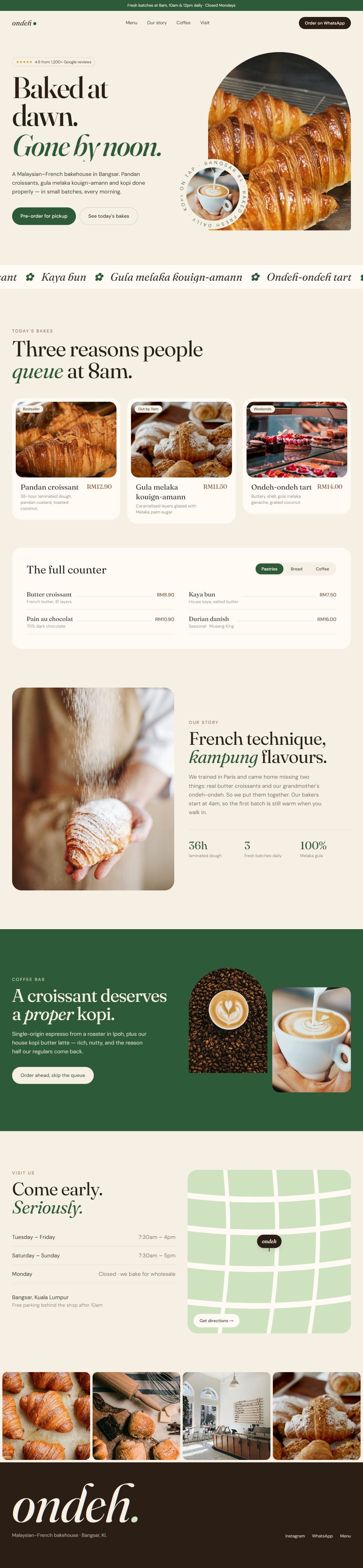 Ondeh Bakehouse website