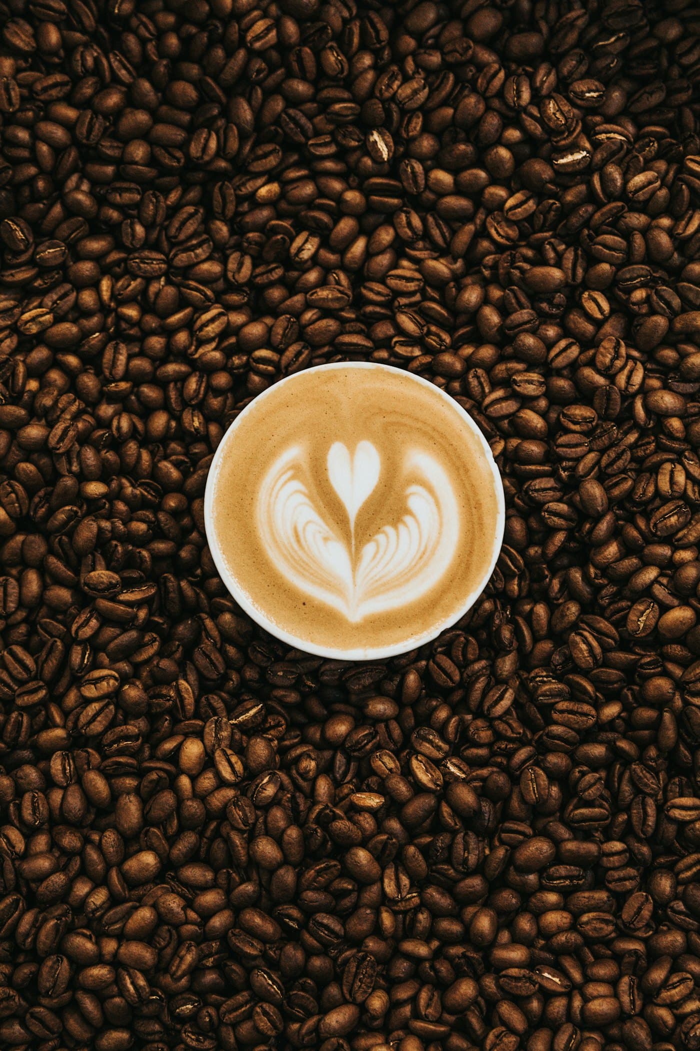 Latte art on coffee beans
